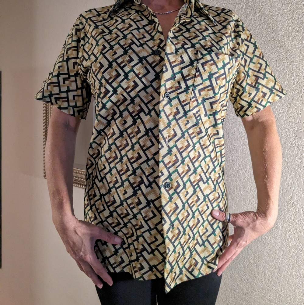 Men's vintage button down Barrymore collar unisex shirt size m